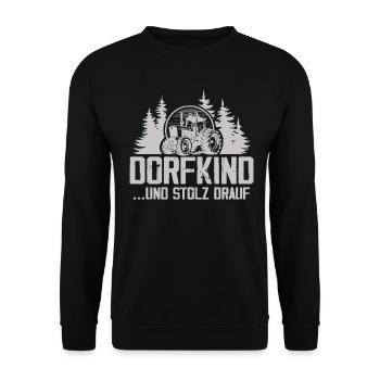 Dorfkind Und Stolz Drauf - Unisex Pullover - Schwarz - Vorne - Alina (178cm) & Michal (187cm)