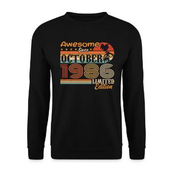Millésime d’octobre 1986 - Octobre 1986 - Sweat-shirt Unisexe - noir - Devant - Alina (178cm) & Michal (187cm)