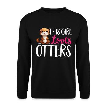 Otter Animal Kids & Adult - This Girl loves Otters - Unisex Sweatshirt - black - Front - Alina (178cm) & Michal (187cm)