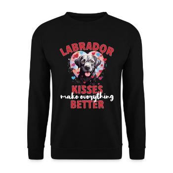 Race de chien - Les baisers du labrador rendent tout meilleur - Sweat-shirt Unisexe - noir - Devant - Alina (178cm) & Michal (187cm)