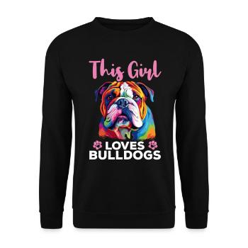 Bouledogue anglais britannique amant - Cette fille aime - Sweat-shirt Unisexe - noir - Devant - Alina (178cm) & Michal (187cm)