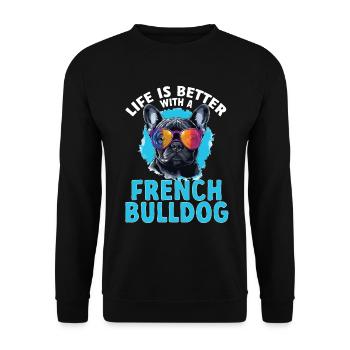 La vie est meilleure avec un bouledogue français - Sweat-shirt Unisexe - noir - Devant - Alina (178cm) & Michal (187cm)