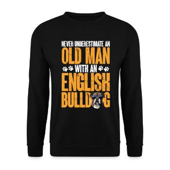 Amoureux des bouledogues anglais britanniques Ne sous-estimez jamais - Sweat-shirt Unisexe - noir - Devant - Alina (178cm) & Michal (187cm)