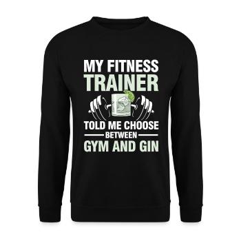 Fitness Trainer Gym And Gin Calisthenics - Unisex Pullover - Schwarz - Vorne - Alina (178cm) & Michal (187cm)