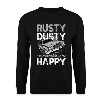 Rusty Dusty Treasures Make Me Happy - Unisex Pullover - Schwarz - Vorne - Alina (178cm) & Michal (187cm)