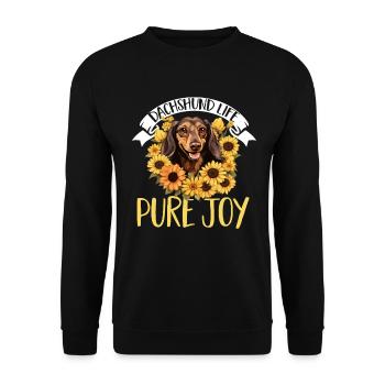 badger wiener sausage dog Dachshund life pure joy - Unisex Pullover - Schwarz - Vorne - Alina (178cm) & Michal (187cm)