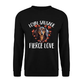 Dachshund badger wiener dog Loyal sausage fierce - Unisex Pullover - Schwarz - Vorne - Alina (178cm) & Michal (187cm)