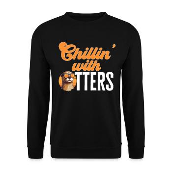 Otter Animal Kids & Adult - Chillin' with Otters - Unisex Sweatshirt - black - Front - Alina (178cm) & Michal (187cm)