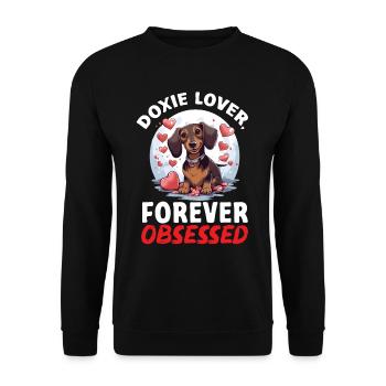 Dachshund wiener sausage dog Doxie lover - Unisex Pullover - Schwarz - Vorne - Alina (178cm) & Michal (187cm)