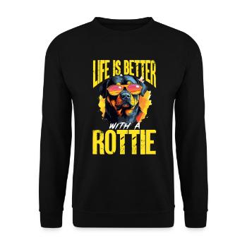 Rottweiler Dog Life Is Better With A Rottie - Unisex Sweatshirt - black - Front - Alina (178cm) & Michal (187cm)