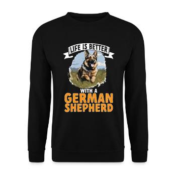 Dog Breed Life Is Better With A German Shepherd - Unisex Sweatshirt - black - Front - Alina (178cm) & Michal (187cm)
