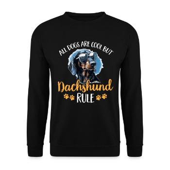 wiener sausage dog Dachshunds Rule - Unisex Sweatshirt - black - Front - Alina (178cm) & Michal (187cm)