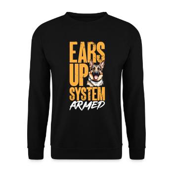 German Shepherd Dog Breed Ears Up System Armed - Unisex Sweatshirt - black - Front - Alina (178cm) & Michal (187cm)