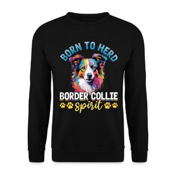 Chien Border Collie Né pour troupeau Border Collie - Sweat-shirt Unisexe - noir - Devant - Alina (178cm) & Michal (187cm)