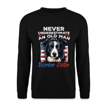 Border Collie Dog - Never Underestimate - Unisex Pullover - Schwarz - Vorne - Alina (178cm) & Michal (187cm)