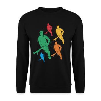 Hockeyspieler Jungen Feldhockey Kinder Hockey - Unisex Pullover - Schwarz - Vorne - Alina (178cm) & Michal (187cm)