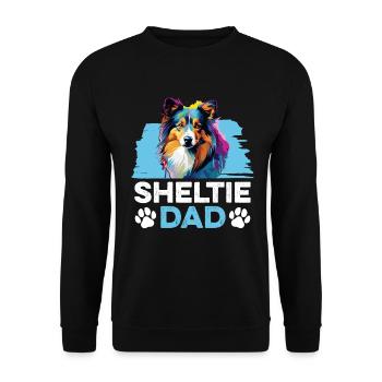 Chien de berger Shetland Chien Sheltie - Sheltie Papa - Sweat-shirt Unisexe - noir - Devant - Alina (178cm) & Michal (187cm)