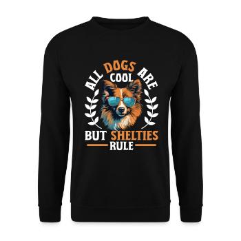 Chien de berger Shetland - Tous les chiens sont cool - Sweat-shirt Unisexe - noir - Devant - Alina (178cm) & Michal (187cm)
