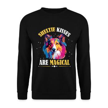 Chien de berger Shetland Chien Sheltie - Sheltie bisous - Sweat-shirt Unisexe - noir - Devant - Alina (178cm) & Michal (187cm)