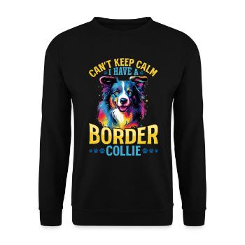 Border Collie Dog - Can't Keep Calm - Unisex Pullover - Schwarz - Vorne - Alina (178cm) & Michal (187cm)
