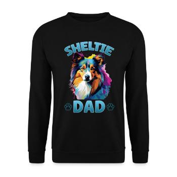 Chien de berger Shetland Sheltie - Sheltie Papa - Sweat-shirt Unisexe - noir - Devant - Alina (178cm) & Michal (187cm)