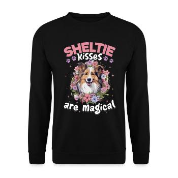 Chien de berger Shetland Chien Sheltie - Sheltie bisous - Sweat-shirt Unisexe - noir - Devant - Alina (178cm) & Michal (187cm)