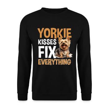 Yorkshire Terrier Dog Yorkie les baisers résolvent tout - Sweat-shirt Unisexe - noir - Devant - Alina (178cm) & Michal (187cm)