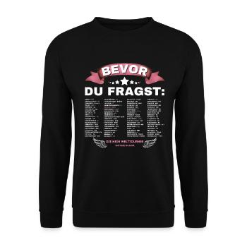Bevor du fragst nein Spruch International Nein - Unisex Pullover - Schwarz - Vorne - Alina (178cm) & Michal (187cm)