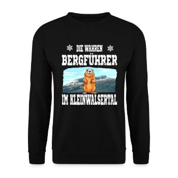 Die wahren Bergführer Kleinwalsertal Murmeltier - Unisex Pullover - Schwarz - Vorne - Alina (178cm) & Michal (187cm)