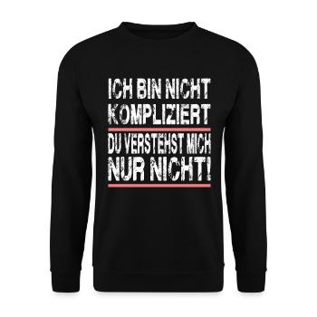 Ich Bin Nicht Kompliziert für Männer und Fauen - Unisex Pullover - Schwarz - Vorne - Alina (178cm) & Michal (187cm)