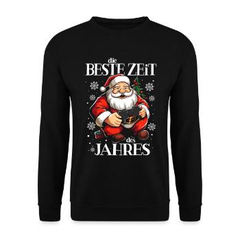 WEIHNACHTEN BESTE ZEIT DES JAHRES GAMER GAMING - Unisex Pullover - Schwarz - Vorne - Alina (178cm) & Michal (187cm)