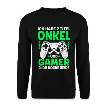 ZWEI TITEL ONKEL UND GAMER ROCKE BEIDE GAMING - Unisex Pullover - Schwarz - Vorne - Alina (178cm) & Michal (187cm)