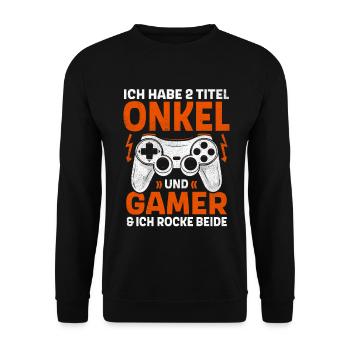 ZWEI TITEL ONKEL UND GAMER ROCKE BEIDE GAMING - Unisex Pullover - Schwarz - Vorne - Alina (178cm) & Michal (187cm)