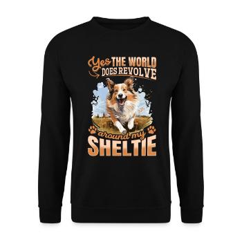 Chien de berger Shetland Chien Sheltie - Oui, le monde - Sweat-shirt Unisexe - noir - Devant - Alina (178cm) & Michal (187cm)