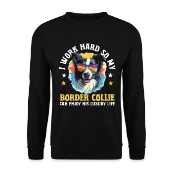 Chien Border Collie Je travaille dur pour que mon Border Collie - Sweat-shirt Unisexe - noir - Devant - Alina (178cm) & Michal (187cm)