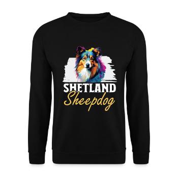 Shetland Sheepdog Dog Sheltie - shetland sheepdog - Unisex Pullover - Schwarz - Vorne - Alina (178cm) & Michal (187cm)