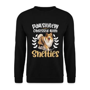 Chien de berger Shetland Chien Sheltie - Pawsitively - Sweat-shirt Unisexe - noir - Devant - Alina (178cm) & Michal (187cm)