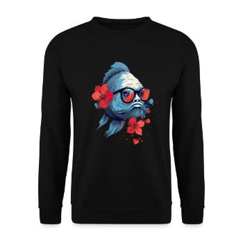 Exotische Zierfische Aquaristik Aquarium - Unisex Pullover - Schwarz - Vorne - Alina (178cm) & Michal (187cm)