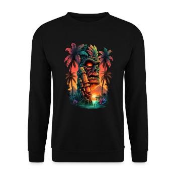 Tiki Kultur Maori Maske für einen Tkik Fans - Unisex Pullover - Schwarz - Vorne - Alina (178cm) & Michal (187cm)