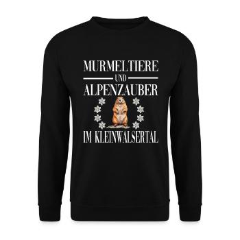 Murmeltier und Alpenzauber im Kleinwalsertal - Unisex Pullover - Schwarz - Vorne - Alina (178cm) & Michal (187cm)