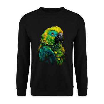 Ara Papagei für einen Vogelliebhaber - Unisex Pullover - Schwarz - Vorne - Alina (178cm) & Michal (187cm)