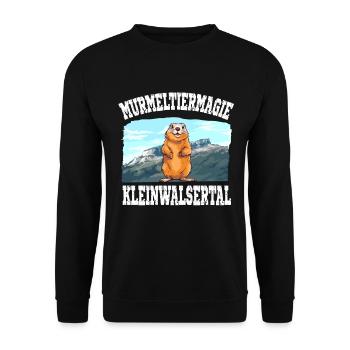 Kleinwalsertal Murmeltier für einen Walser - Unisex Pullover - Schwarz - Vorne - Alina (178cm) & Michal (187cm)