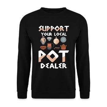 Support Your Local Pot Dealer - Unisex Pullover - Schwarz - Vorne - Alina (178cm) & Michal (187cm)