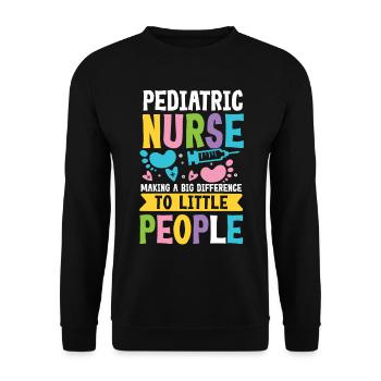 Pediatric Nurse A Big Difference To Little People - Unisex Pullover - Schwarz - Vorne - Alina (178cm) & Michal (187cm)