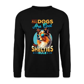 Chien de berger Shetland - Shelties Rule - Sweat-shirt Unisexe - noir - Devant - Alina (178cm) & Michal (187cm)
