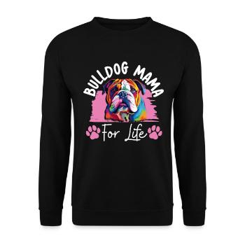 Amoureux du bouledogue anglais britannique Mama for Life - Sweat-shirt Unisexe - noir - Devant - Alina (178cm) & Michal (187cm)