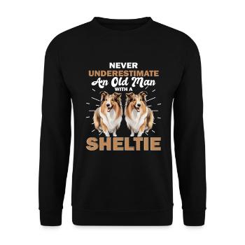 Shetland Sheepdog Dog Sheltie Never Underestimate - Unisex Pullover - Schwarz - Vorne - Alina (178cm) & Michal (187cm)