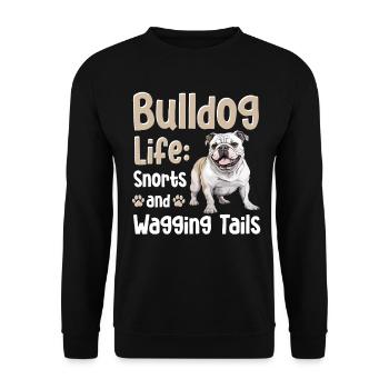 Bouledogue anglais britannique Bulldog Life renifle - Sweat-shirt Unisexe - noir - Devant - Alina (178cm) & Michal (187cm)