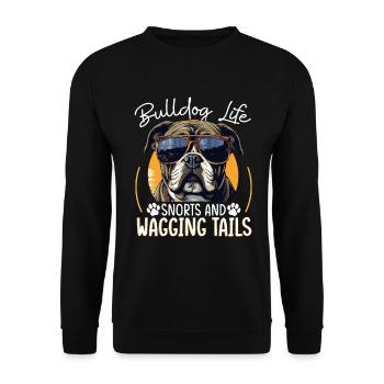 Bouledogue anglais britannique Bulldog Life renifle - Sweat-shirt Unisexe - noir - Devant - Alina (178cm) & Michal (187cm)
