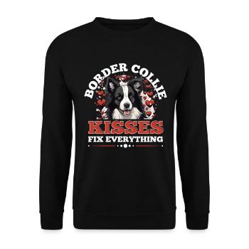 Border Collie Dog - les baisers résolvent tout - Sweat-shirt Unisexe - noir - Devant - Alina (178cm) & Michal (187cm)
